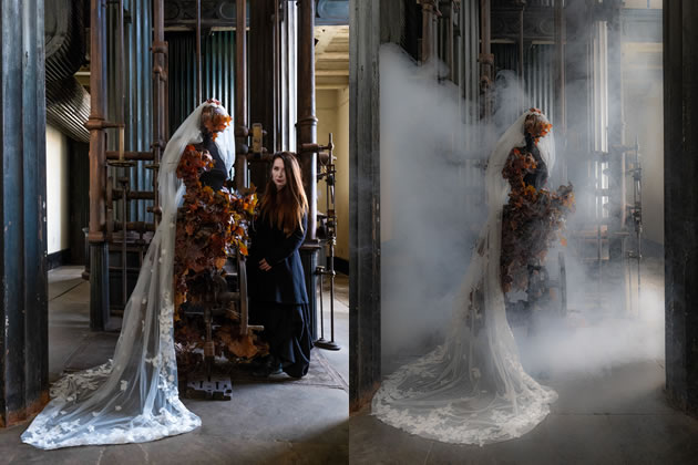 Dr Jasmine Pradissitto with Aletheflora (left) and Aletheflora surrounded by steam. Pictures: Richard Kalina 