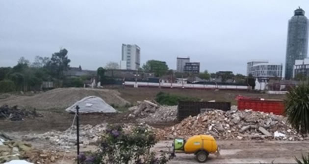 Construction rubble at Griffin Park