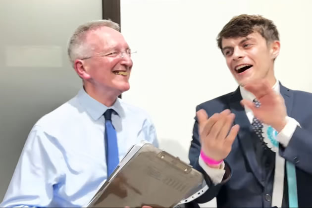 Theo Dennison smiles after the result is declared